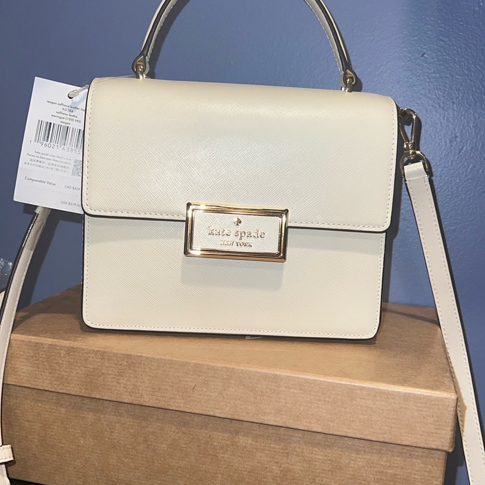 NWT Kate Spade New York Reegan Saffiano leather top handle bag.